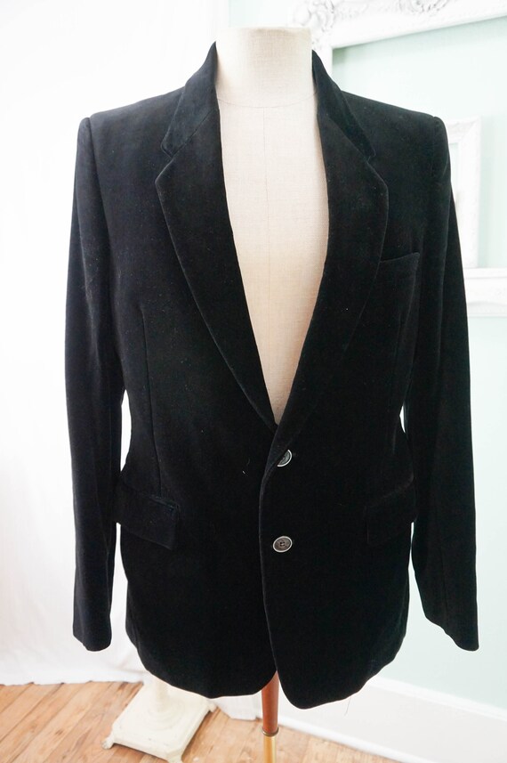 Black Velvet Menswear Jacket / Vintage Men Tux Tu… - image 5