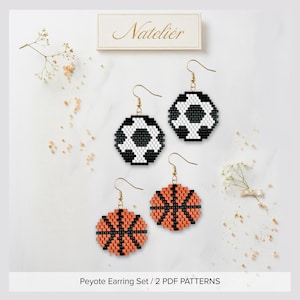 Ball Earrings Beading Pattern | Basketball, Football Peyote PDF Tutorial | Seed Bead Jewelry | Miyuki Delica 11/0 Digital Download