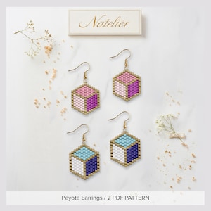 Cube Earrings Beading Pattern | Cubic Peyote PDF Tutorial | Seed Bead Jewelry | Miyuki Delica 11/0 Digital Download