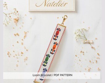 Motif de bracelet à tisser pour course automobile | PDF Tutoriel pour le perlage (téléchargement numérique)