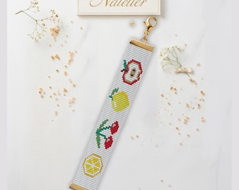 Motif de bracelet à tisser fruits | PDF Tutoriels de perles (Miyuki Delica)