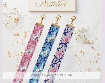 Ensemble de motifs de bracelets brodés oiseaux | Tutoriel PDF en 3 couleurs sur le perlage (téléchargement numérique)