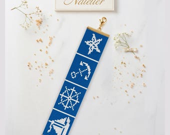 Motif de bracelet Miyuki Loom bleu marine | PDF Tutoriel pour le perlage (téléchargement numérique)