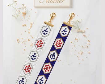 Motif de bracelet nautique Peyote | Tutoriel de perles Miyuki Delica (téléchargement PDF)