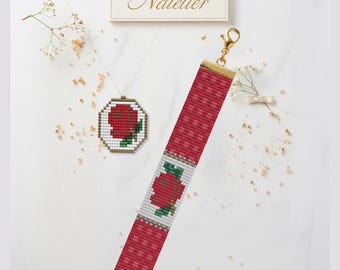 Motif rose de bracelet et de collier à mailles tissées | PDF Tutoriel pour le perlage (téléchargement numérique)