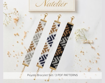 Peyote Stitch Bracelet Pattern Set | 3 PDF Beading Tutorials (Miyuki Delica)