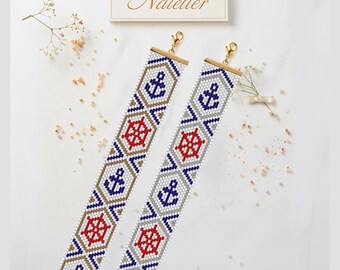 Motif de bracelet peyotl marin | Tutoriel de perles Miyuki Delica (téléchargement PDF)