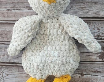 Handmade Crochet Chicken Lovey, Plush Amigurumi Security Blanket, Baby Comfort Toy, Farm Animal Plushie