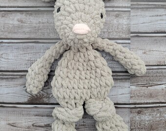 Handmade Crochet Mouse Plush, Soft Chenille Stuffed Animal, Neutral Nursery Decor