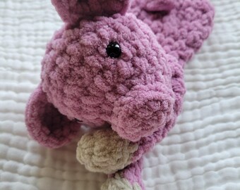 Handmade Crochet Pig Plush, Soft Chenille Amigurumi Toy, Pink Farm Animal (14 inches)