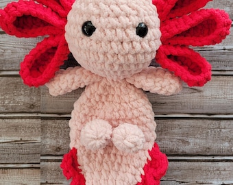 Handmade Crochet Axolotl Plush, Soft Amigurumi Stuffed Animal Toy