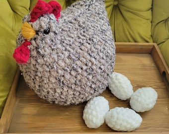 Crochet Hatching Chicken Plush, Amigurumi Farm Animal Stuffed Toy, Easter Basket Gift