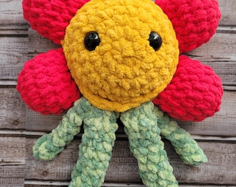 Handmade Crochet Flower Plush Toy, Amigurumi Stuffed Animal, Nursery Decor, Soft Plushie