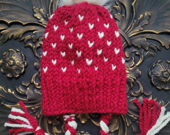 Knit Adult Earflap Beanie with Pompom