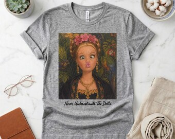 Koszulka „Słodka, ale psychopatyczna” | FRIDA KAHLO | Lalka American Girl | Chroń lalki | Koszulki na wieczór panieński | Koszulki bez nadruku | Bella Canvas 3001