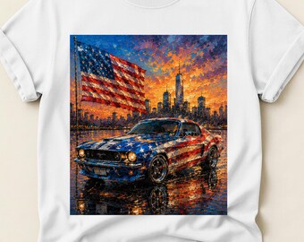 Patriotic car | MUSCLE CAR SHIRT | road trip shirt | custom car shirt | Fourth of july shirt | Fourth of july png | Comfort color shirts