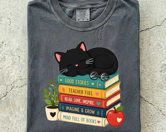 Back to school, book lover gift, cat shirt, typewriter, tortie cat, 1st day of school, teacher appreciation, best cat dad, Comfort Colors