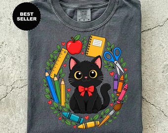 Back to school, book lover gift, cat shirt, calico cat, calico cat shirt, iced coffee shirt, back to school, cat dad gifts, Comfort Colors