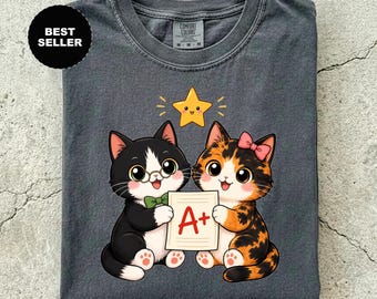 Back to school, book lover gift, cat shirt, typewriter, raccoon shirt, ginger cat, siamese cat shirt, cat, bookish, cat dad, Comfort Colors