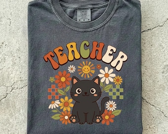 Back to school, book lover gift, cat shirt, typewriter, tortie cat, gifts for writers, sphynx cat shirt, autism teacher gift, Comfort Colors