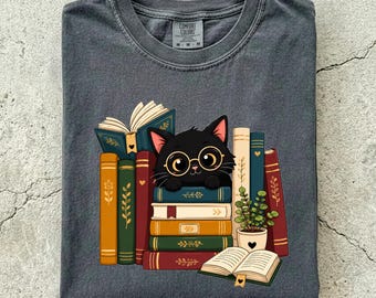 Back to school, book lover gift, cat shirt, calico cat, siamese cat, grey tabby cat, book lover shirt, orange tabby cat, cat, Comfort Colors