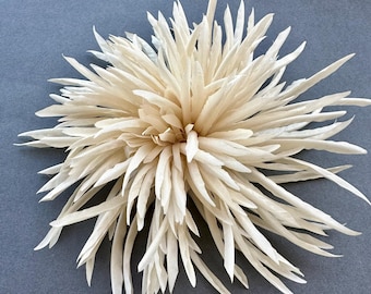 Handmade Textile Aster Brooch – Cream Flower Statement Pin