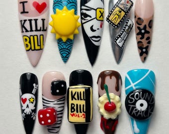 Uñas postizas Gothic Coquette hechas a mano con lazo 3D y alas, uñas postizas de lujo con diseño de corazón sagrado y sangre, set de uñas Dark Balletcore personalizado de alta calidad.