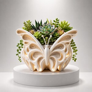 Vaso con design a farfalla 3D – File 3MF Bambu Lab – Fioriera moderna per piante grasse – Elegante decorazione d'interni – File STL stampato in 3D
