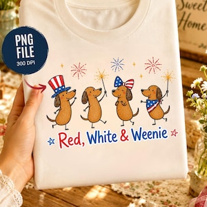 July 4 Patriotic Dachshund Doodle PNG, Patriotic Dachshund 4th of July Dog MOM Sublimation Design, Retro Americana Shirt Graphic
