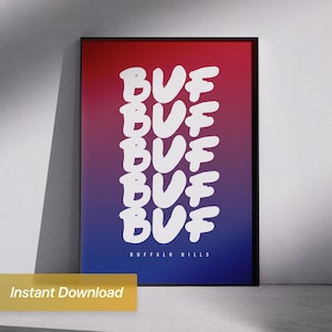 NFL Buffalo Bills Wall Art Print, Instant Download Football Poster, Bills Team Colors Gradient, Modern Sports Decor, Man Cave, Game Day Gift