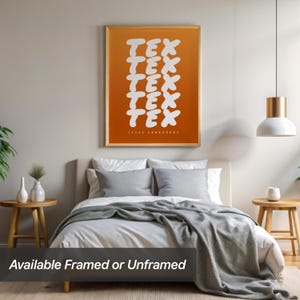 Framed Texas Longhorns Wall Art, Hook ’Em Burnt Orange College Football Print, Modern Sports Decor for Dorm, Office, or Game Day Gift