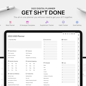 2022 GSD Digital Planner | All-in-one planner | Yearly, Quarterly, Weekly, Daily Planner, hyperlinked, iPad, Fitness, Finance,Goals, minimal