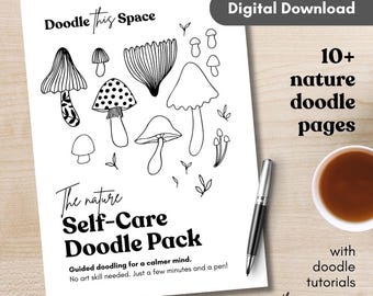 Doodle Inside Playful Shapes | Printable Self-Care Doodle Pack | Instant Download | Nature Edition