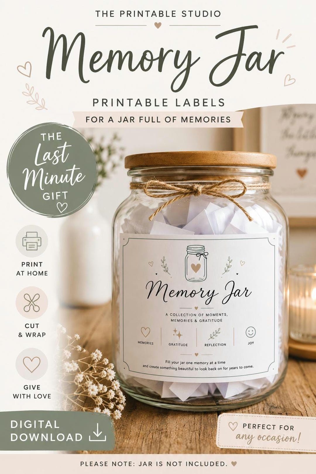 Memory Jar Label Pdf Memory Jar Kit, Printable DIY Last Minute Gift - Etsy