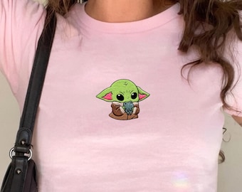 Embroidered Baby Yoda Star Wars Tank Top, Grogu Baby Tee, Boba Fett Darth Vader Chewbacca Embroidery Shirt, Mandalorian Disney Gift