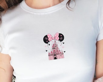 Embroidered Minnie Mouse Tank Top, Disney Magical Castle Baby Tee, Disney Trip Gift, Family Vacation Outfit