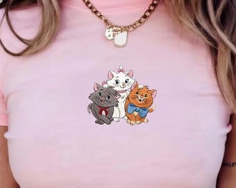 T-shirt bébé brodé aristochats, débardeur Marie Toulouse Berlioz Disney, chemise chat mignon, t-shirt bébé Disney Y2K, tenue Magical Kingdom