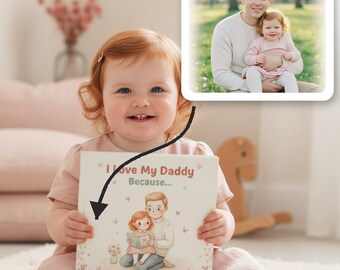 I Love My Daddy Because Personalized Storybook | Father's Day Gift from Daughter | 6 Reasons Watercolor Keepsake Hardcover