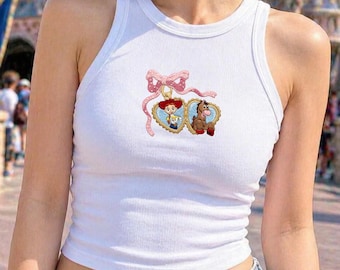 Camiseta de bebé bordada con Jessie Bullseye, camiseta vintage de Toy Story, linda camiseta Disney Y2K, atuendo para un viaje a un parque temático.