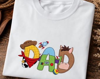 Embroidered Toy Story Dad Shirt, Custom Character Dad Tee, Father’s Day Gift for Disney Trip Dad