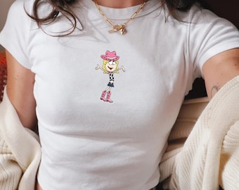Lizzie McGuire Cowgirl Embroidered Baby Tee, Cute Y2K Racer Tank Top, Disney Trip Outfit, Fan Vacation Shirt Gift