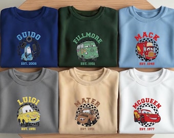Embroidered Toy Story Race Car Dad Shirt, Personalized Movie Character Sweatshirt, Family Theme Park Trip Gift