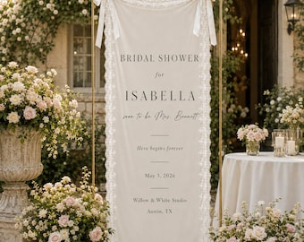 Personalized Lace Bridal Shower Sign, Custom Bridal Shower Decor, Boho Wedding Ceremony Entrance Sign, Reception Decor
