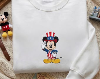 Embroidered Patriotic Mouse Shirt, 4th of July USA 250 Years Tee, 250th Anniversary Family Trip Gift