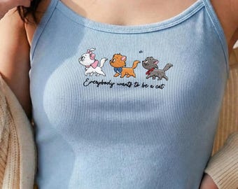 Embroidered Aristocats Cat Mom Tank Top, Disney Marie Toulouse Berlioz Shirt, Magic Kingdom Outfit