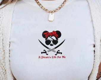 Embroidered Pirates Life Baby Tee, Skull Tank Top, Pirate Inspired Racer Tank, Vacation Summer Outfit, Embroidered Graphic Tee