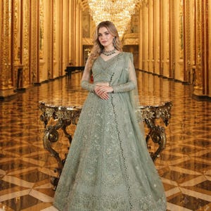 mint green walima dress Mint Green Walima Lehenga: Enjoy 28% Off
