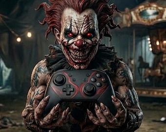 Horror Clown Controllerhouder STL | Gaming Bureau Setup | PS5 Xbox Controllerstandaard | CTX Hellforge