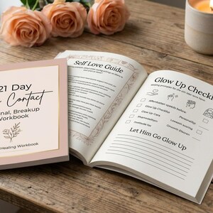 21 Day No Contact Journal, Breakup Healing Workbook, Digital & Printable Journal for GoodNotes, Self Love Guide, Let Him Go Glow Up PDF