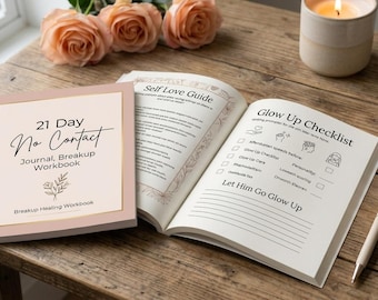 21 Day No Contact Journal, Breakup Healing Workbook, Digital & Printable Journal for GoodNotes, Self Love Guide, Let Him Go Glow Up PDF